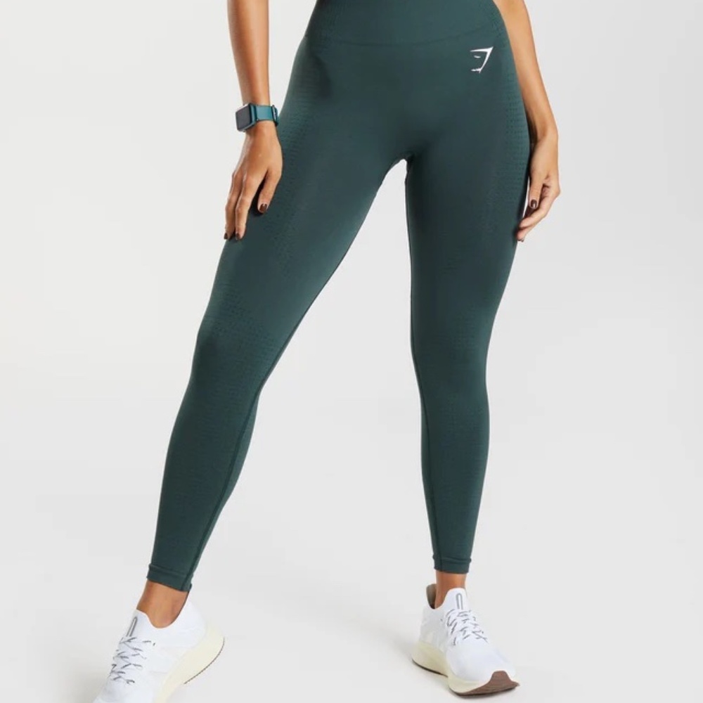Like New Gymshark Vital Seamless 2.0 Leggings Woodland Green Marl | Small